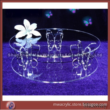 Clear Blue Round Promotional Single Acrylic Birthday Cakes Display Stand Rack